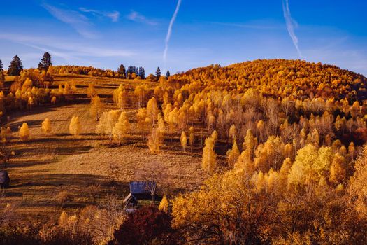 beautiful autumn landscapes in the Romanian mountains, Fantanele village area, Sibiu county, Cindrel mountains, Romania