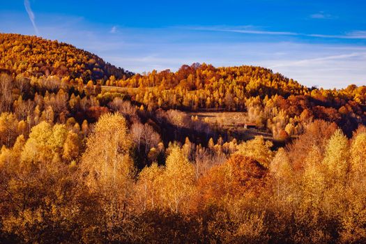 beautiful autumn landscapes in the Romanian mountains, Fantanele village area, Sibiu county, Cindrel mountains, Romania