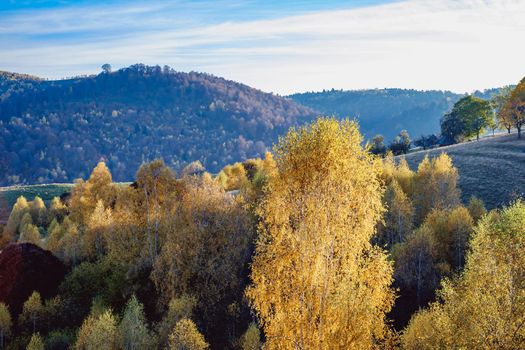 beautiful autumn landscapes in the Romanian mountains, Fantanele village area, Sibiu county, Cindrel mountains, Romania