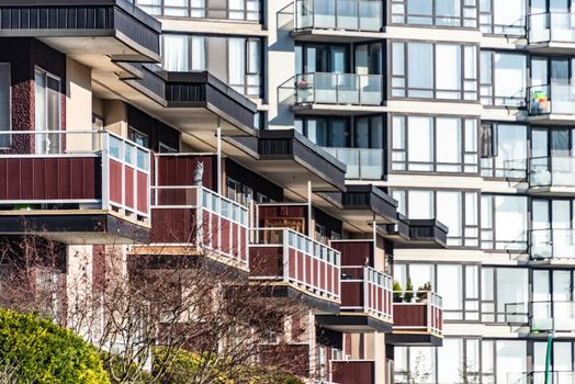 Facades of residential buildings in Vancouver, Canada