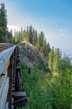 Old railroad bridge over Myra canyon in Okanagan valley