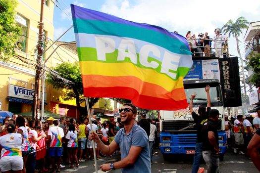 salvador, bahia / brazil - september 8, 2013: supporters of the gay movement are seen during a gay parade in the Campo Grande neighborhood in the city of Salvador.