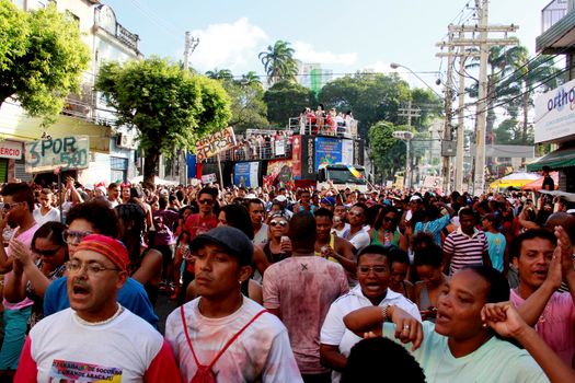 salvador, bahia / brazil - september 8, 2013: supporters of the gay movement are seen during a gay parade in the Campo Grande neighborhood in the city of Salvador.