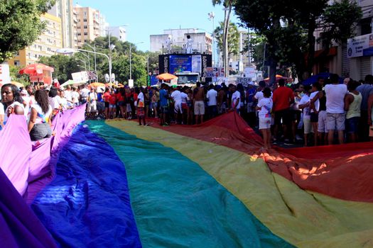 salvador, bahia / brazil - september 8, 2013: people are seen during gay parade in the Campo Grande neighborhood in the city of Salvador.