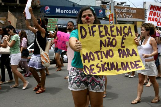 itabuna bahia / brazil - october 8, 2011: women participate in the March of Sluts in the city of Itabuna. The group asks for respect and attention from women.