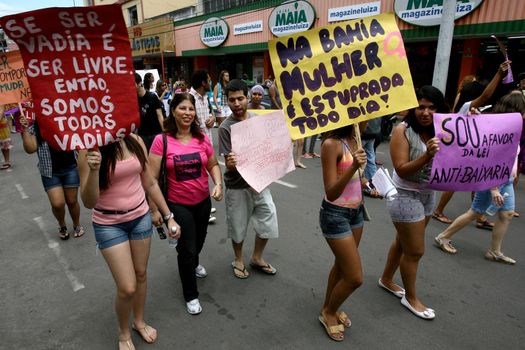 itabuna bahia / brazil - october 8, 2011: women participate in the March of Sluts in the city of Itabuna. The group asks for respect and attention from women.