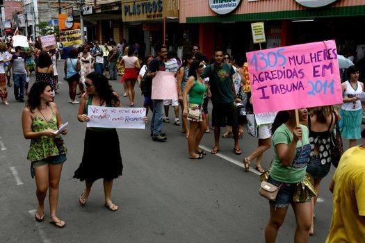 itabuna bahia / brazil - october 8, 2011: women participate in the March of Sluts in the city of Itabuna. The group asks for respect and attention from women.