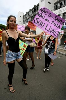 itabuna bahia / brazil - october 8, 2011: women participate in the March of Sluts in the city of Itabuna. The group asks for respect and attention from women.
