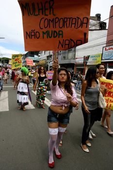 itabuna bahia / brazil - october 8, 2011: women participate in the March of Sluts in the city of Itabuna. The group asks for respect and attention from women.