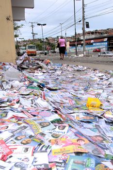 salvador, bahia / brazil - october 8, 2012: election propaganda pamphlet paper is seen during elections in the city of Salvador.