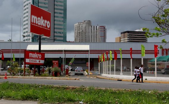 salvador, bahia / brazil - october 8, 2012: Macro supermarket facade on the Iguatemi Paralela link in the city of Salvador.
