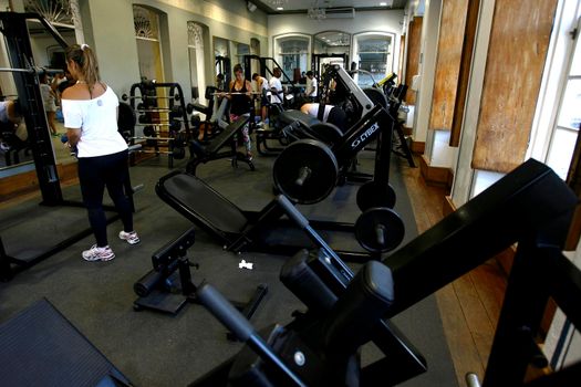 salvador, bahia / brazil - october 13, 2014: people are seen doing physical activity in a gym in the neighborhood of Rio Vermelho in the city of Salvador.