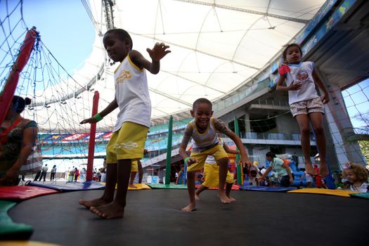 salvador, bahia / brazil - october 8, 2018: Children from Bahia day care centers are seen during an event at the Fonte Nova Arena in the city of Salvador.