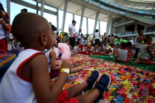 salvador, bahia / brazil - october 8, 2018: Children from Bahia day care centers are seen during an event at the Fonte Nova Arena in the city of Salvador.