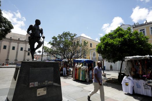 salvador, bahia / brazil - cctober 8, 2019: Sculpture of Zumbi dos Palmares seen in the Praça da Se. 