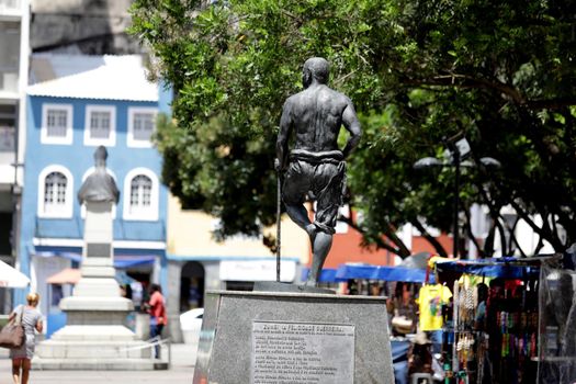 salvador, bahia / brazil - cctober 8, 2019: Sculpture of Zumbi dos Palmares seen in the Praça da Se. 