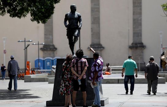 salvador, bahia / brazil - cctober 8, 2019: Sculpture of Zumbi dos Palmares seen in the Praça da Se. 