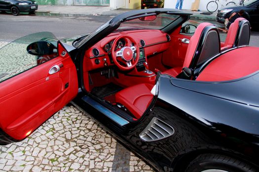 salvador, bahia / brazil - november 8, 2013: internal view of the controls of the Porsche Boxter convertible vehicle, in the city of Salvador.