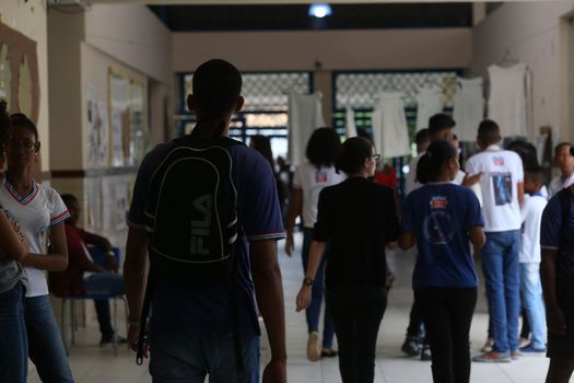 salvador, bahia / brazil - november 8, 2018: Student of public school in the Bairro da Paz in Salvador are seen in the school's patido.
