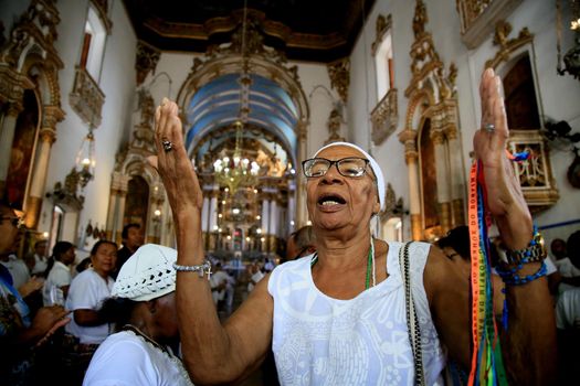 salvador, bahia / brazil - November 8, 2019: View of the Bonfim Church on the Sacred Hill in Salvador.
