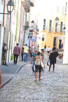 salvador, bahia / brazil - april 10, 2017: View of old mansions in Pelourinho, Historic Center of Salvador.