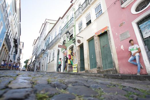 salvador, bahia / brazil - april 22, 2017: Views of old mansions in Pelourinho, Historic Center in the city of Salvador.