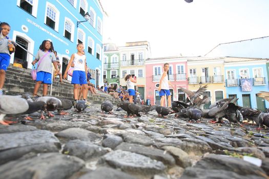 salvador, bahia / brazil - april 10, 2017: People are seen in the Pelourinho region. The place is part of the Historic Center of the city of Salvador.