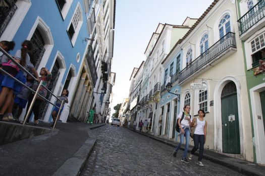 salvador, bahia / brazil - april 10, 2017: People are seen in the Pelourinho region. The place is part of the Historic Center of the city of Salvador.