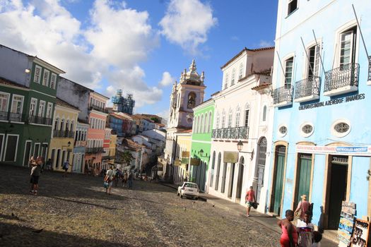 salvador, bahia / brazil - april 10, 2017: People are seen in the Pelourinho region. The place is part of the Historic Center of the city of Salvador.