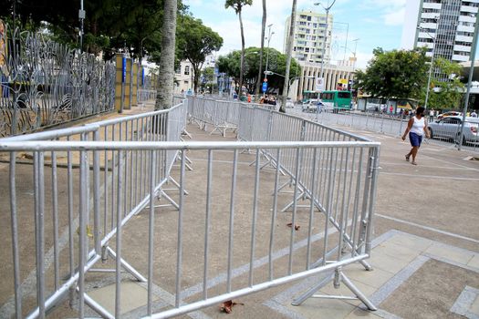 salvador, bahia, brazil - december 14, 2020: protection and isolation grid is seen in the Campo Grande neighborhood in the city of Salvador.