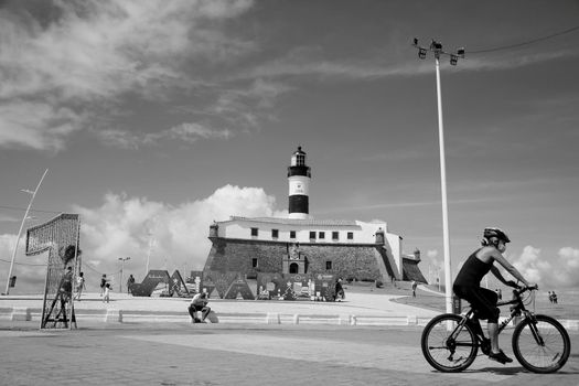 salvador, bahia, brazil - december 14, 2020: view of the Santo Antonio fort, better known as Farol da Barra, in the city of Salvador.