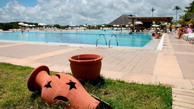 porto seguro, bahia / brazil - january15, 2008: View of the Club Med pool in the Trancoso district of Porto Seguro.

