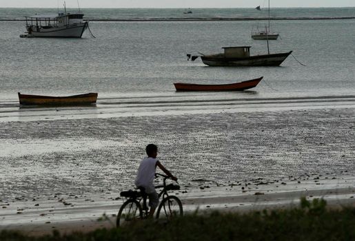 prado, bahia / brazil - september 12, 2008: view of Comuruxatiba beach, coast of the city of Prado, in the south of Bahia.