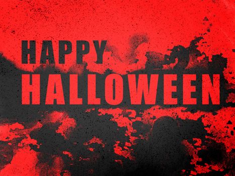 Happy Halloween word and bloody splash background illustration