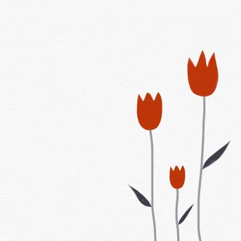Red tulip flowers on white watercolor illustration background
