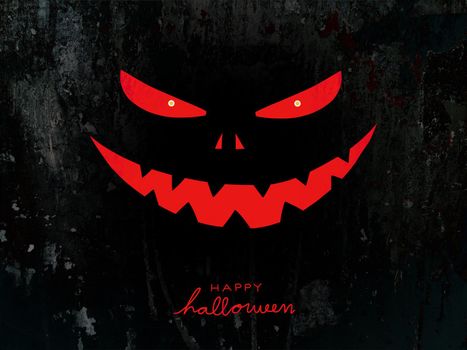 Halloween monster face in the dark illustration