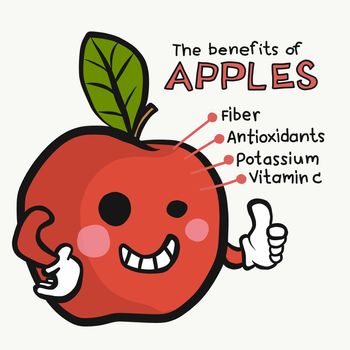 The benefits of apple infographic cartoon vector illustration