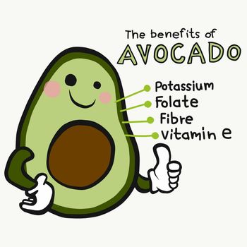The benefits of avocado infographic cartoon vector illustration