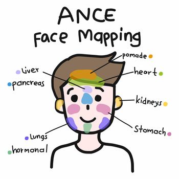 Face mapping for acne , Cute man cartoon face vector illustration