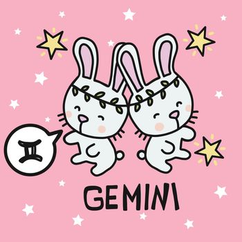 Gemini horoscope logo vector illustration
