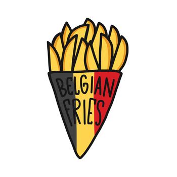 Belgian fries cartoon logo vector illustration