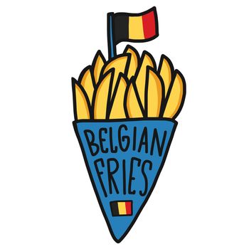 Belgian fries cartoon logo vector illustration