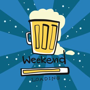 Beer mug weekend loading cartoon vector illustration
