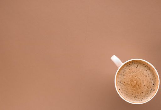 Drinks menu, italian espresso recipe and organic shop concept - Cup of hot coffee as breakfast drink, flatlay cups on beige background