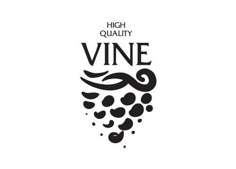 Vector logo drawn by hand. Bunch of grapes for making wine.