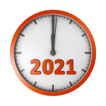 Round clock with the inscription 2020. 3D rendering.
