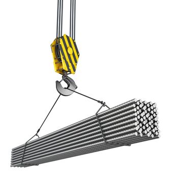 crane hook with construction metal fittings. 3d render