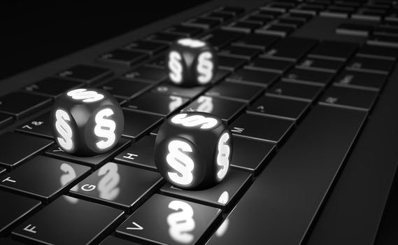 Cubes with paragraph sign on computer keyboard. 3d render