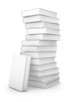 A stack of books on a white background. 3d render