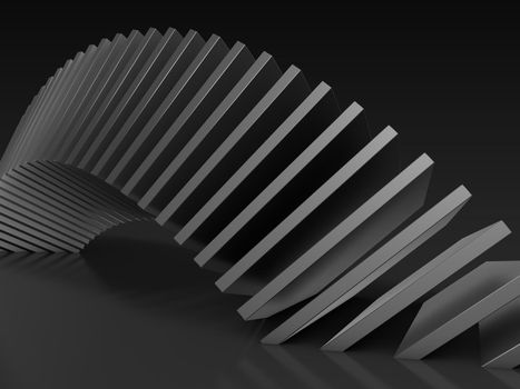 Abstract dark composition of square shapes. 3d rendering.